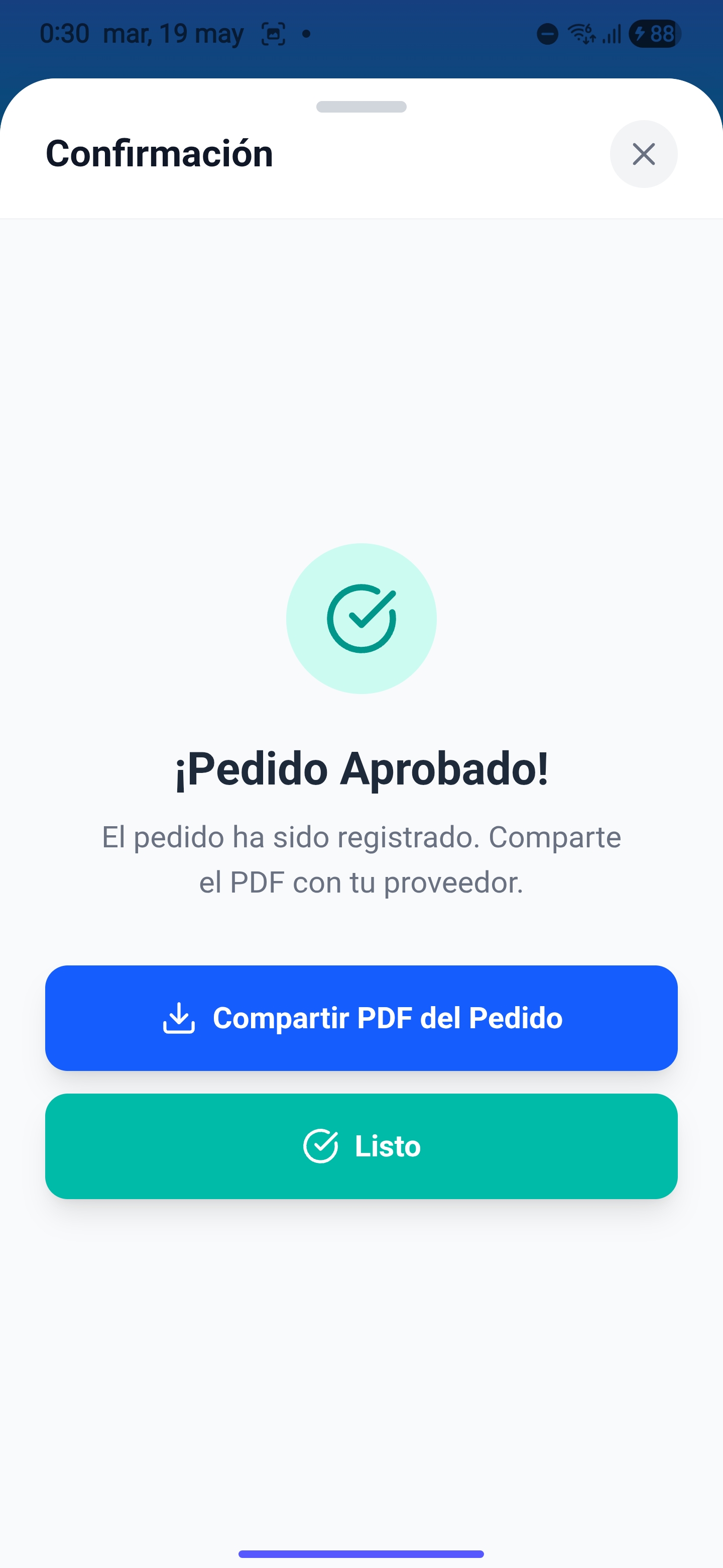 Pedido aprobado