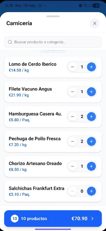 Anadir productos al pedido